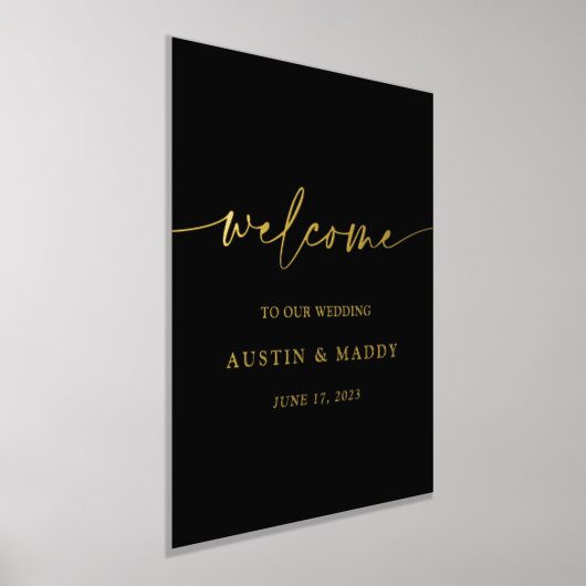 Schwarzer kalligrafischer Schick Gold Hochzeitsemp Foliendrucke (Ablage )