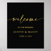 Schwarzer kalligrafischer Schick Gold Hochzeitsemp Foliendrucke (Vorderseite)