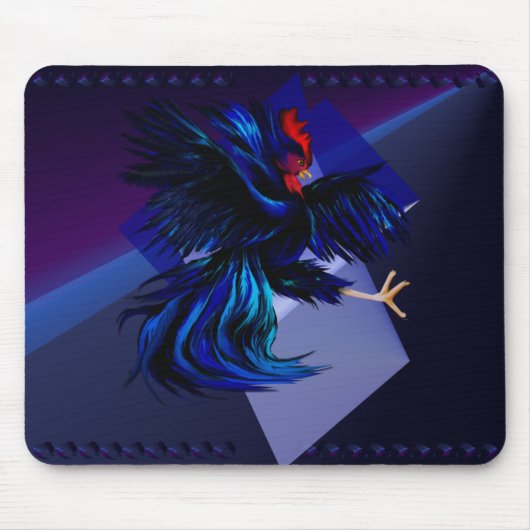 Schwarzer kämpfender Hahn Mousepad (Vorne)
