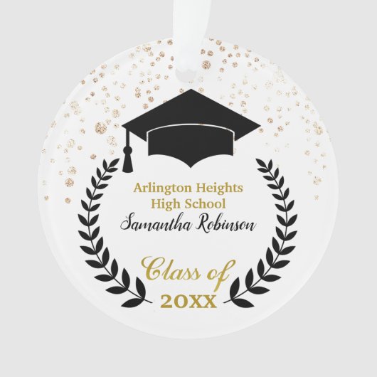 Schwarzer Kap und Laurel Abschluss Ornament (Vorderseite)