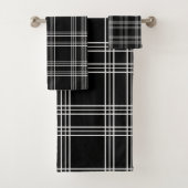Schwarzer Karierter Tartan Badhandtuch Set (Insitu)