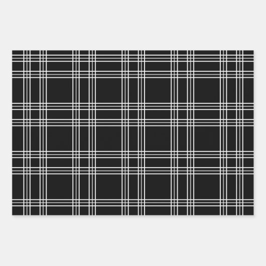 Schwarzer Karierter Tartan Geschenkpapier Set (Vorderseite)