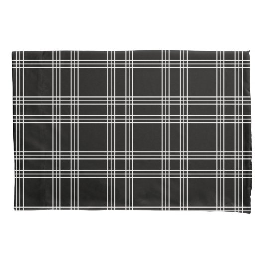 Schwarzer Karierter Tartan Kissenbezug (Vorderseite)