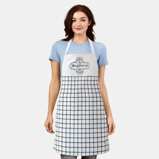 Schwarzer Karierter Urlaub Schürze (Getragen)