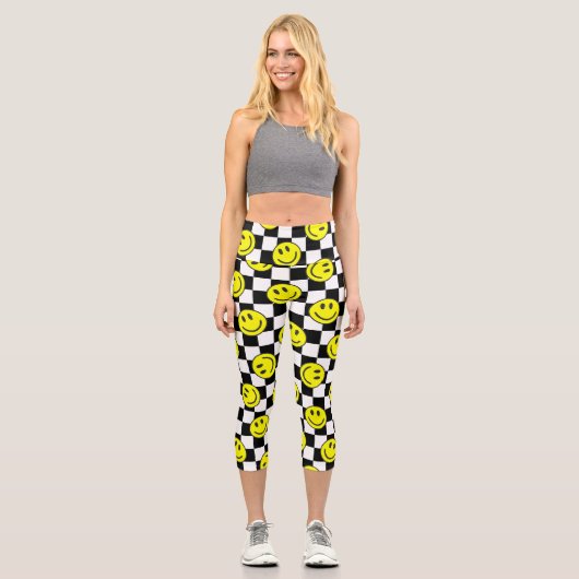 Schwarzer Karo Capri Leggings (Vorderseite)