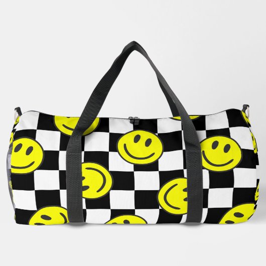 Schwarzer Karo Duffle Bag (Rückseite)