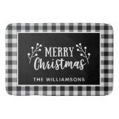 Schwarzer Karo Frohe Weihnachtsbauerntür Badematte (Vorderseite)