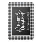 Schwarzer Karo Frohe Weihnachtsbauerntür Badematte (Vorderseite Vertikal)
