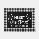 Schwarzer Karo Frohe Weihnachtsbauerntür Fußmatte (Vorderseite)
