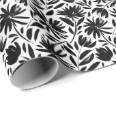 Schwarzer Kasten: Vintages Chrysanthemum Geschenkpapier (Rolleneckpunkt)