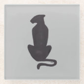 Schwarzer Kat-Silhouette Grauglas Untersetzer (Vorderseite)