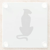 Schwarzer Kat-Silhouette Grauglas Untersetzer (Rückseite)