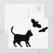 Schwarzer Kater mit Fledermaus Postkarte (Vorne/Hinten)
