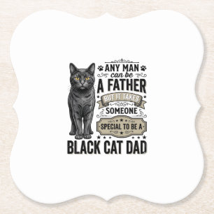 Schwarzer-Kater-Vater Vintage-Stich T-Shirt-Design Untersetzer