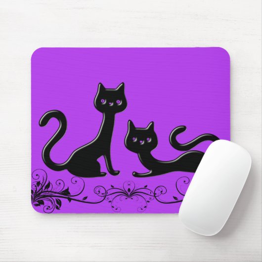 Schwarzer Kätzchen-Cartoon VI Mousepad (Mit Mouse)