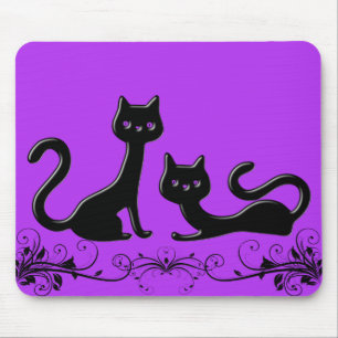 Schwarzer Kätzchen-Cartoon VI Mousepad