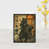 Schwarzer Katze Samurai Dinosaurier Meereswelle Karte (Gelbe Blume)