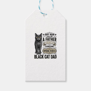 Schwarzer-Katze-Vater Vintage-Stich T-Shirt-Design Geschenkanhänger