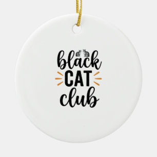 Schwarzer-Katzen-Club Vintage-Katzenliebhaber-Vekt Keramik Ornament