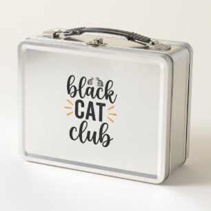 Schwarzer-Katzen-Club Vintage-Katzenliebhaber-Vekt Metall Brotdose