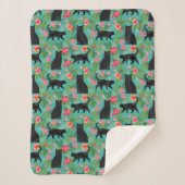 Schwarzer Katzen Hawaii-Druck Sherpadecke (Vorderseite)