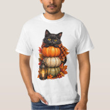 Schwarzer Katzen-Kürbisstapel Halloween