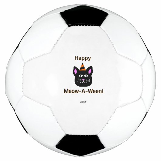 Schwarzer Katzen-Meow-A-Ween-Fußball-Ball Fußball (Vorderseite)
