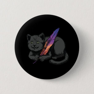 Schwarzer-Katzen-Poet Button