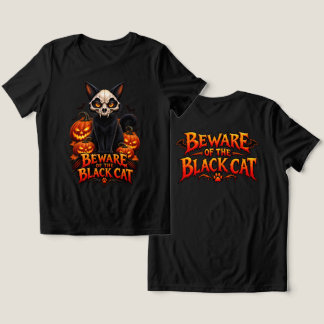 Schwarzer Katzen-Schädel Halloween mit Jack O Lant Tri-Blend Shirt