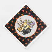 Schwarzer Katzen-Trick oder Behandlung Serviette (Ecke)