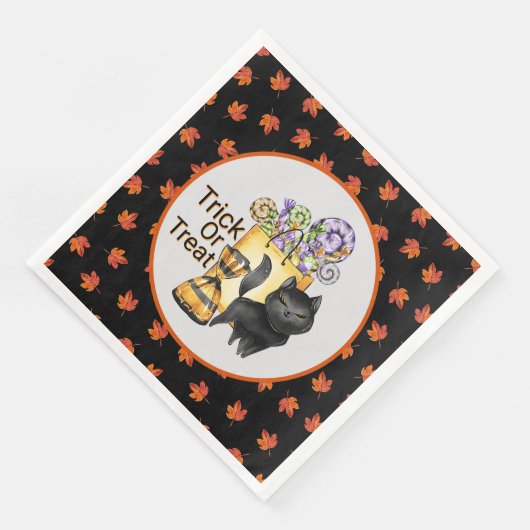 Schwarzer Katzen-Trick oder Behandlung Serviette (Ecke)
