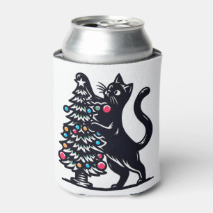 Schwarzer-Katzen-Weihnachtsbaum Dosenkühler
