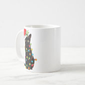 Schwarzer Katzen-Weihnachtsmann, verheddert in Wei Kaffeetasse (Vorderseite Links)