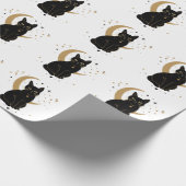 Schwarzer Katzenaufkleber Geschenkpapier (Ecke)