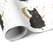 Schwarzer Katzenaufkleber Geschenkpapier (Rolleneckpunkt)