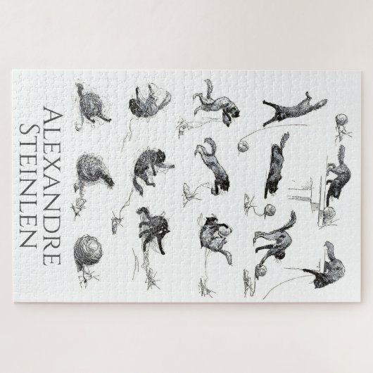 Schwarzer Katzenball und Wollgarnball, Alexandre S Puzzle (Horizontal)