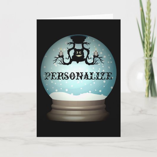 Schwarzer Katzenfall Kronleuchter Herbstschneekuge Karte (Vorderseite)