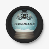 Schwarzer Katzenfall Kronleuchter Herbstschneekuge Pappteller (Vorderseite)