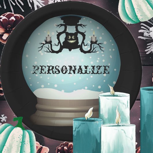 Schwarzer Katzenfall Kronleuchter Herbstschneekuge Pappteller