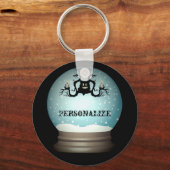 Schwarzer Katzenfall Kronleuchter Herbstschneekuge Schlüsselanhänger (Vorderseite)