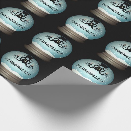 Schwarzer Katzenfall Kronleuchter Schneekugel schw Geschenkpapier (Ecke)