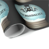 Schwarzer Katzenfall Kronleuchter Schneekugel schw Geschenkpapier (Rolleneckpunkt)