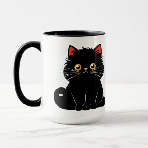 Schwarzer Katzenfluff Tasse