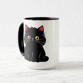 Schwarzer Katzenfluff Tasse (Vorderseite Links)