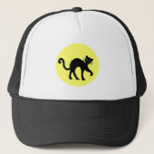 Schwarzer Katzengrün Augen Vollgelber Mond Truckerkappe (Vorderseite)