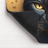 Schwarzer Katzenkopf mit goldenem Tropfendesign 🐈 Mousepad (Ecke)