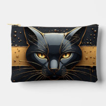 Schwarzer Katzenkopf mit goldenem Tropfendesign 🐈