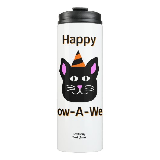 Schwarzer Katzenmetall-A-Ween-Thermal-Tumbler Thermosbecher (Vorderseite)