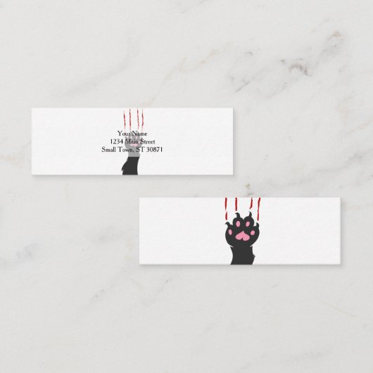 Schwarzer Katzenpappdruck - Farbe auswählen Mini Visitenkarte (Vorne/Hinten)