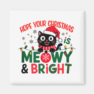 Schwarzer Katzensanta Meowy & Bright Weihnachten Magnet